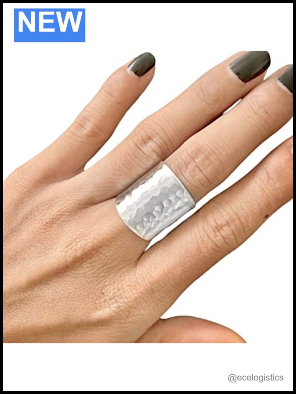 Hammered Sterling Silver Wide Band Boho Statement Ring Adjustable Thumb Ring